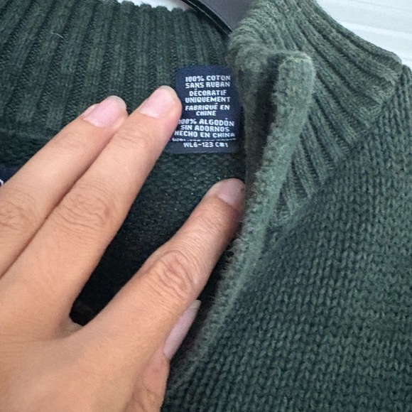 Chaps Sweater L green Button Collar Elbow Patch Preppy Pullover old money golf - Picture 4 of 7